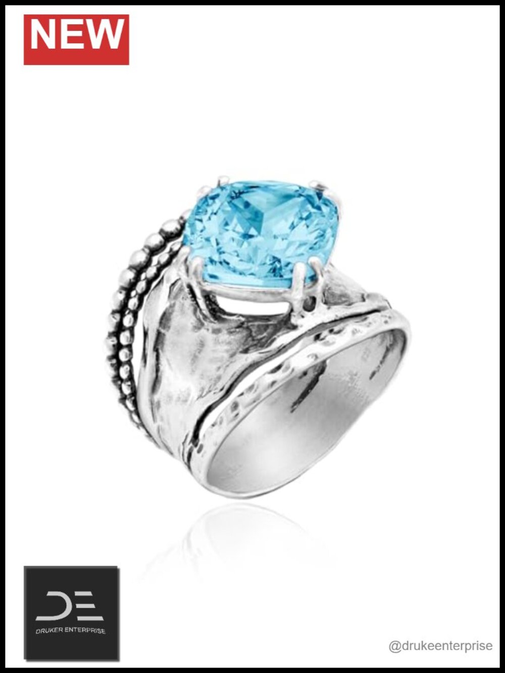 Sterling Silver Statement Solitaire Ring Cushion Cut CZ Prong Setting